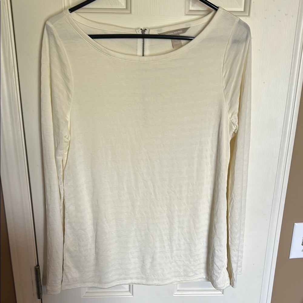 Banana Republic Cream Fitted Long Sleeve Blouse